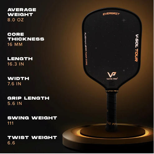 VATIC V-SOL TOUR WITH EVERGRIT (16MM) (INCLUDES PADDLE COVER)